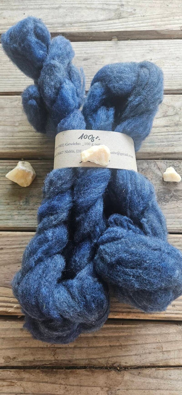 handgefärbtes Kardenband - Kerry Hill - blau - KA102