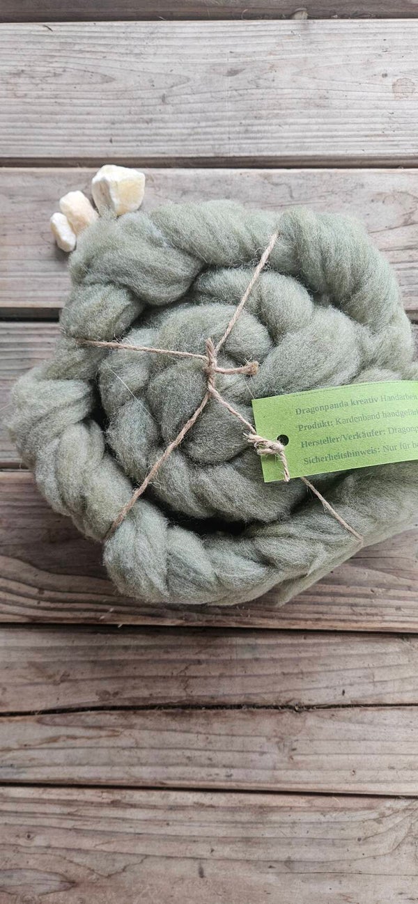 handgefärbtes Kardenband - Kerry Hill - olive - KA106