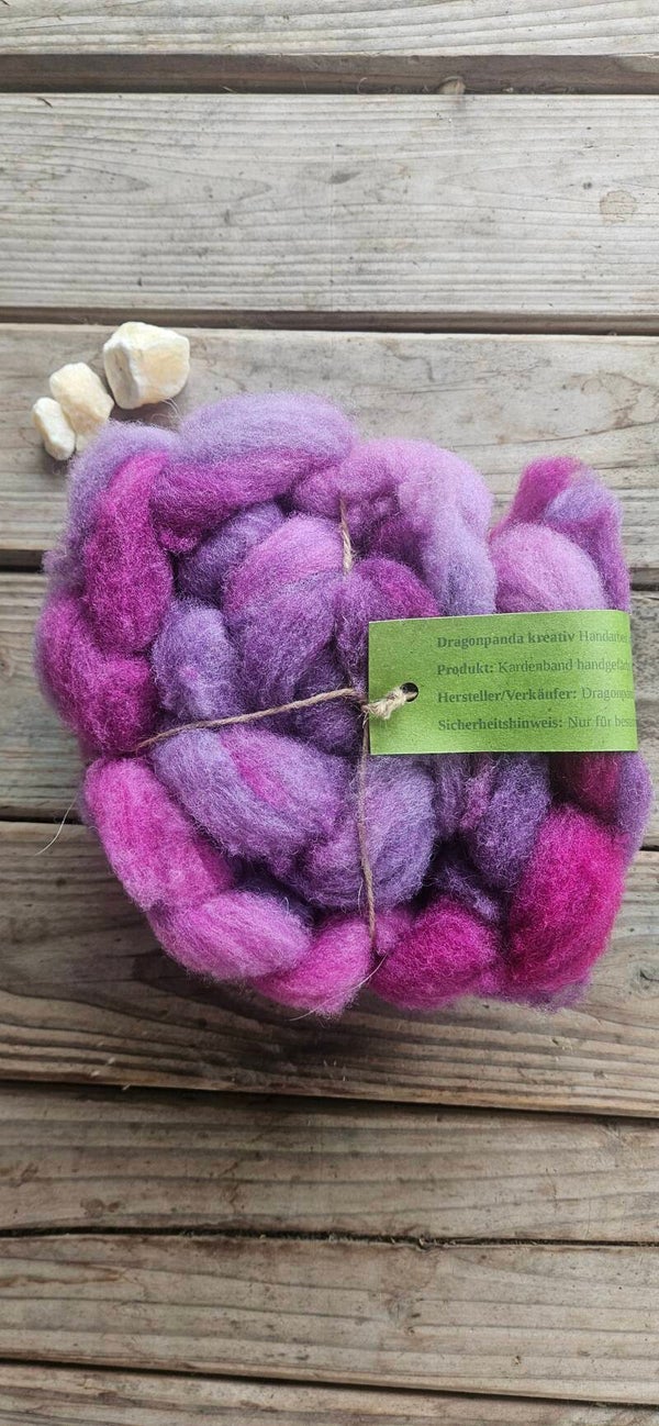 handgefärbtes Kardenband - Kerry Hill - pink/lila - KA109