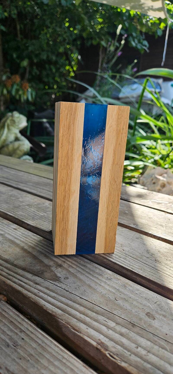 Holz Windlicht Laterne mit blauem Acrylglas 16 cm – Stimmungsvolle Deko für LED-Teelicht