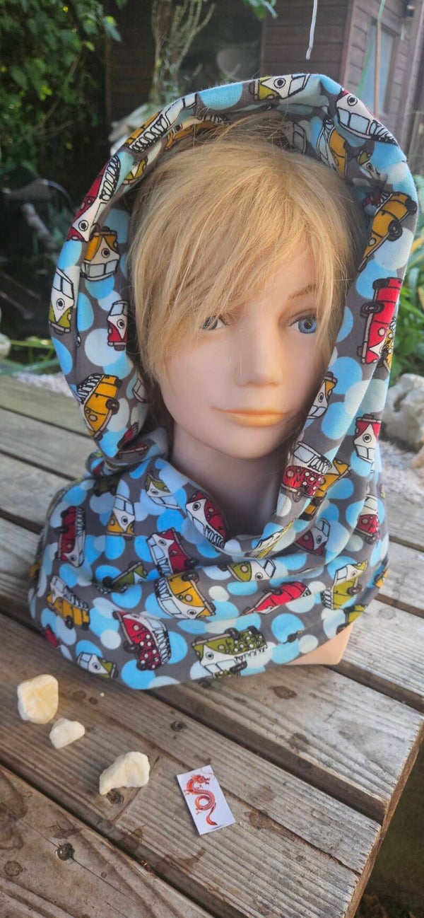 Loop Schal Camping Bus Van Sweat genäht | Infinity Scarf Loop Snood Retro Bus Pattern Unisex