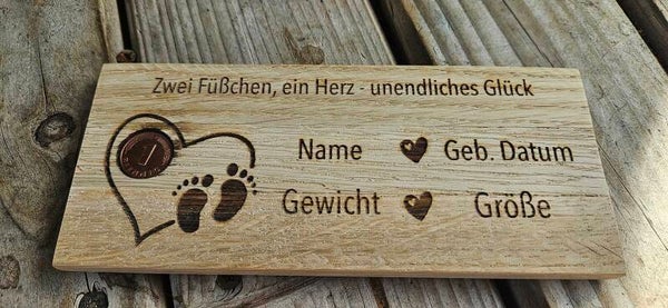 Kühlschrankmagnet aus Holz mit Spruch oder Baby-Gravur – Magnetleiste Holz