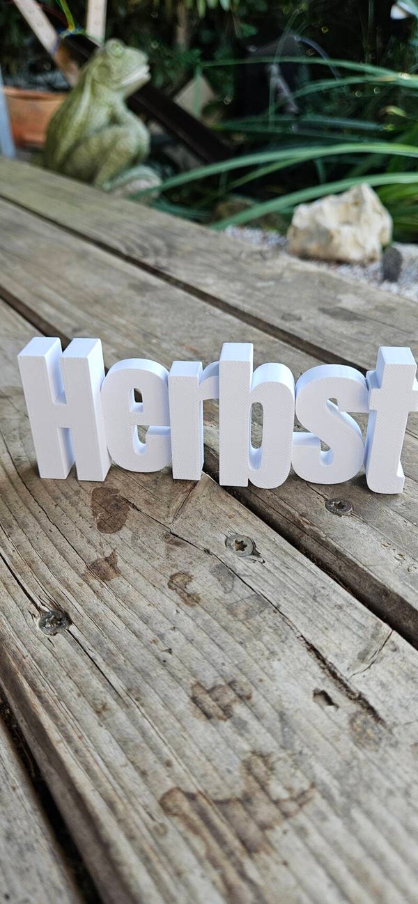 Schriftzug Herbst 3D-Druck weiß – Moderne Herbstdekoration für Tisch & Regal