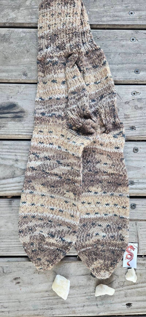Handgestrickte Herrensocken "SO20" Braun Beige Graphit meliert – Gr. 44/45