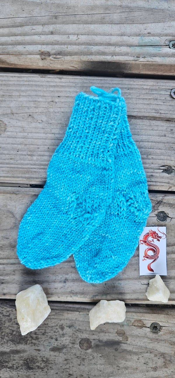 Handgestrickte Babysocken "SO27" Türkis meliert – Gr. 18/19 – Unikat