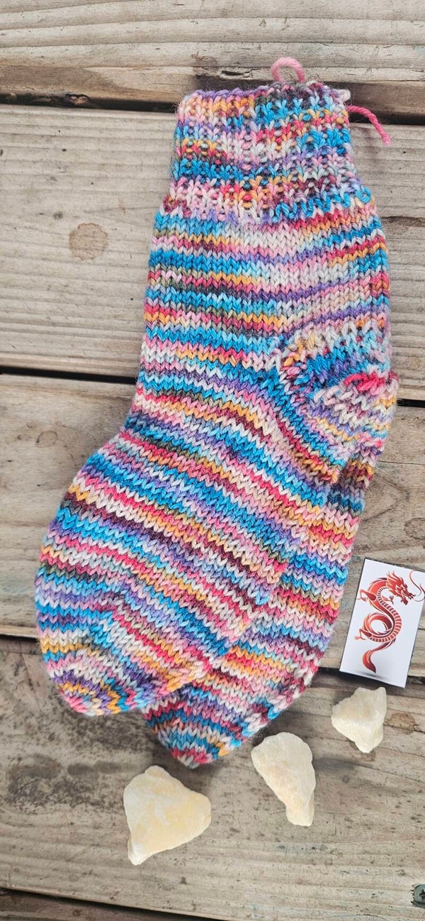 Handgestrickte Kindersocken "SO3" Kunterbunt – Größe 24/25 – Unikat