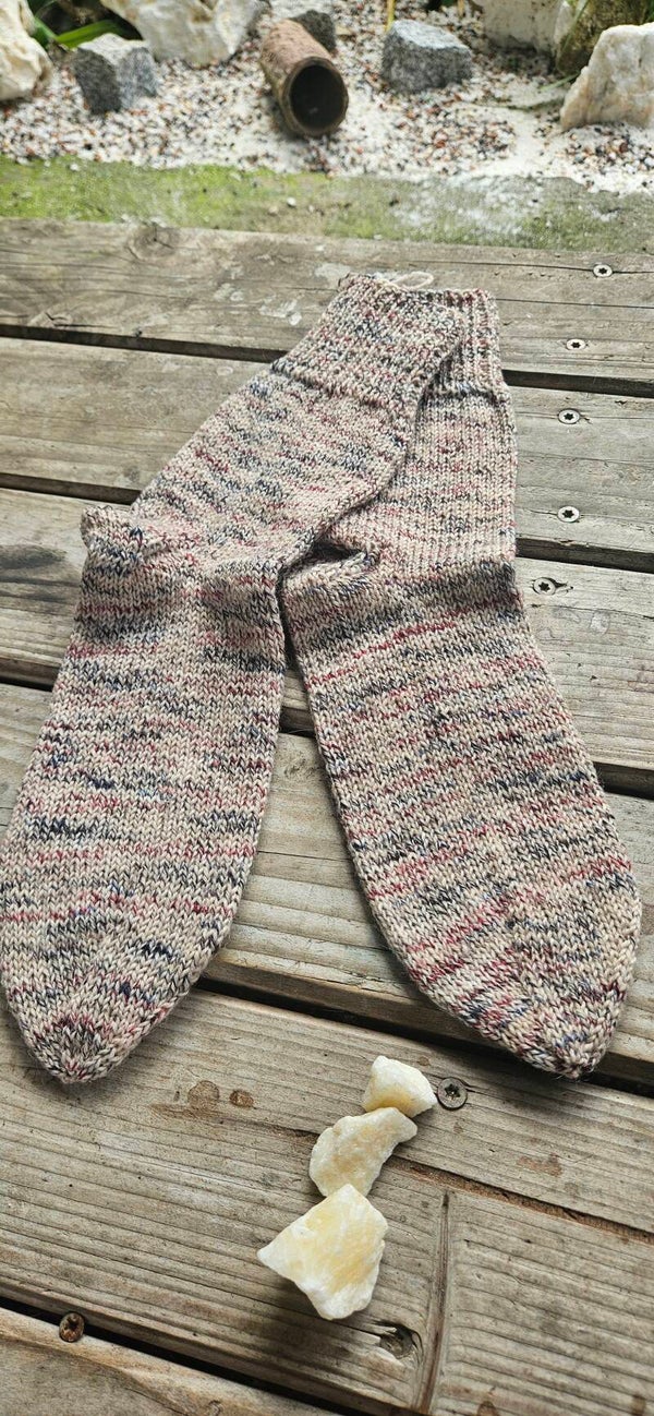 Handgestrickte Wollsocken Gr. 38/39 | Handknitted Wool Socks Beige Melange | handmadesocks woolsocks
