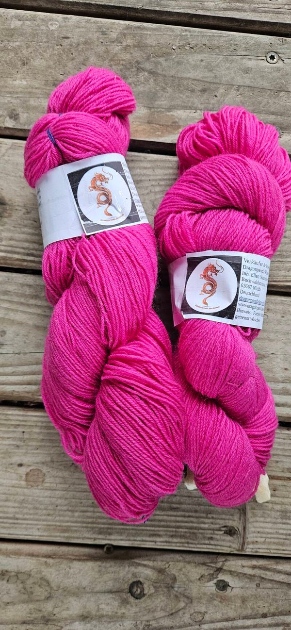 Handgefärbtes Sockenwolle 2er-Set ST21 – Merino/Polyamid (Pink / Magenta)