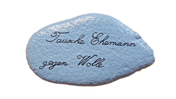 Stein, Flußstein, Naturstein, gemalt - Ehemann