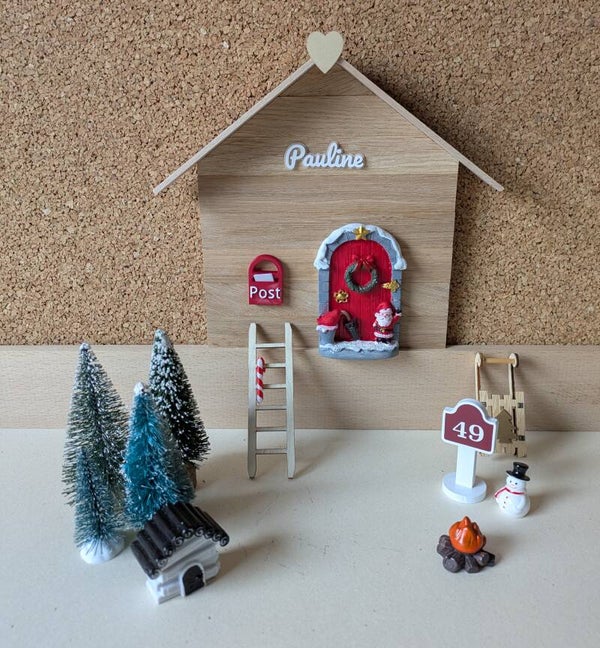Wichtelhaus Fußleiste Holz | Personalisierbar Name | Wichteltür Fairy Door Gnome Door | Deko Fußleiste Skirting Board Xmas