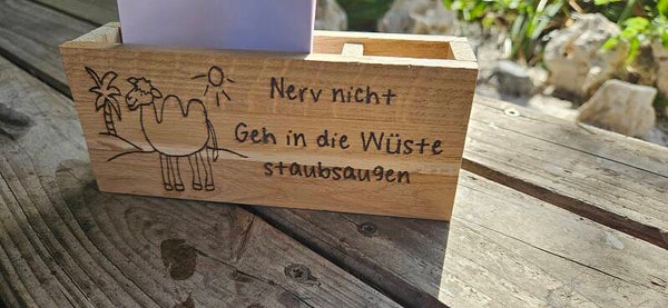 Zettelbox aus Holz graviert mit Spruch – Zettelkasten Notizzettelbox Büro Schreibtischdeko