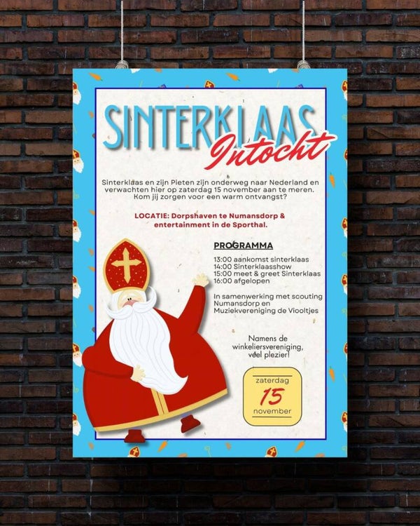 Poster Sinterklaasintocht - Blauw