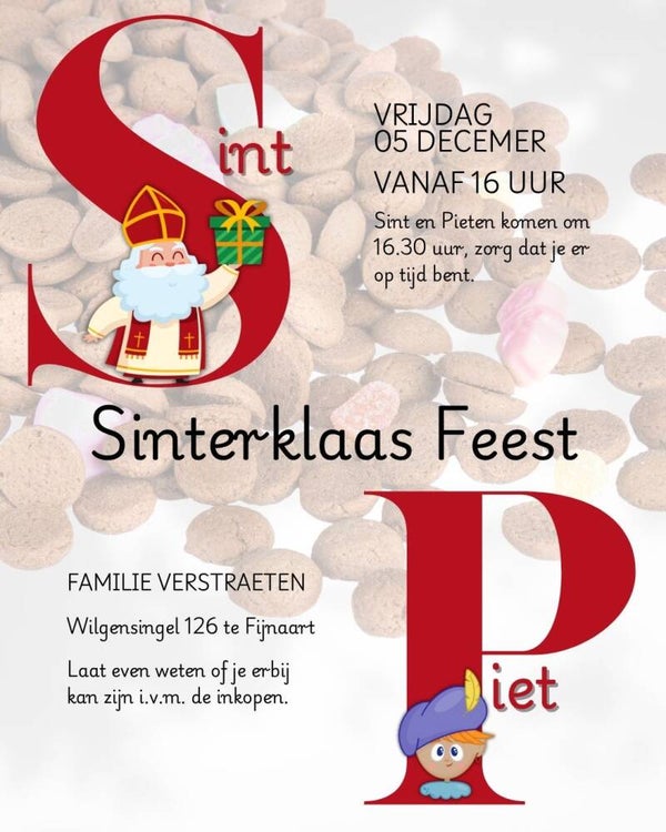 Uitnodiging - Sinterklaasfeest