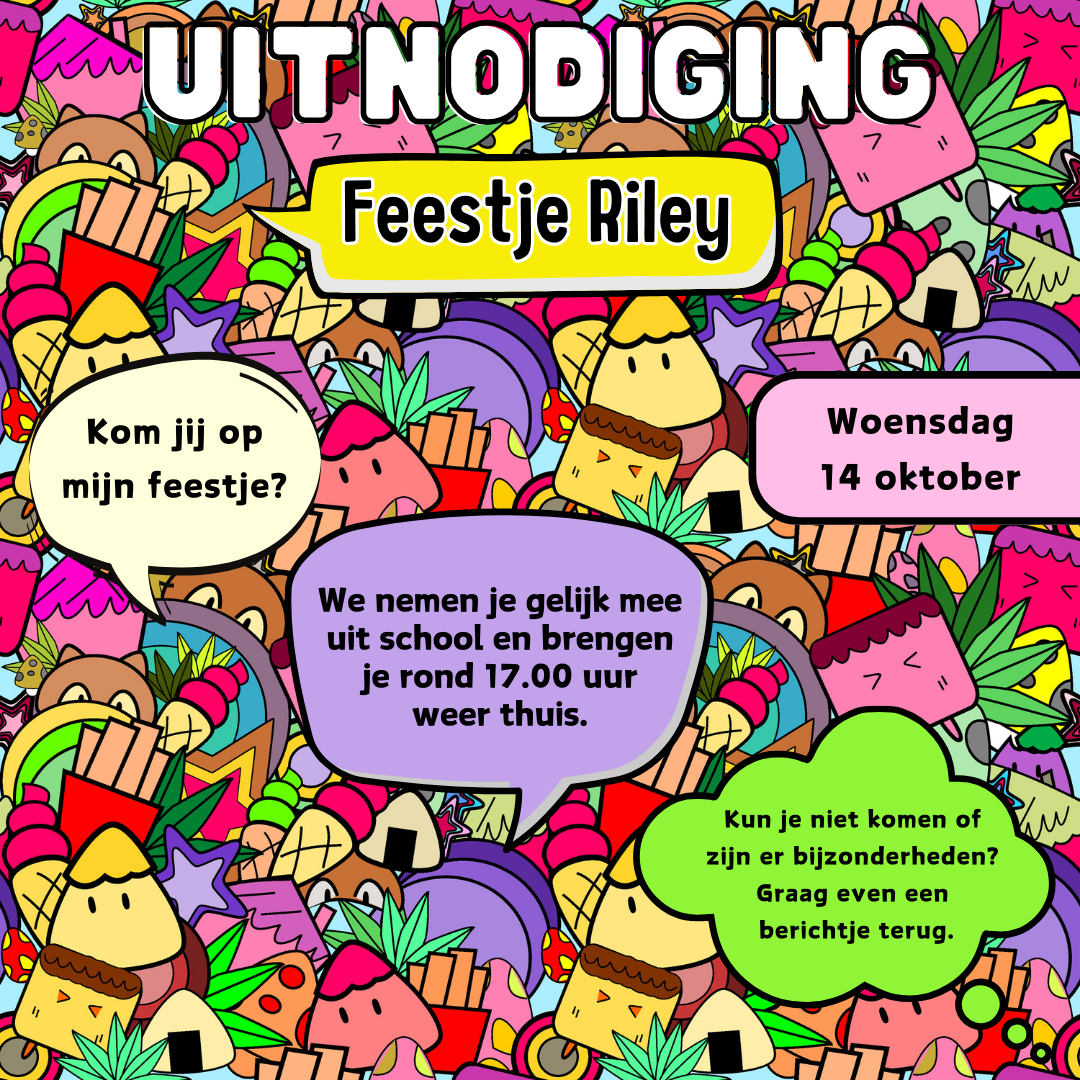Uitnodiging - Kinderfeestje Doodle