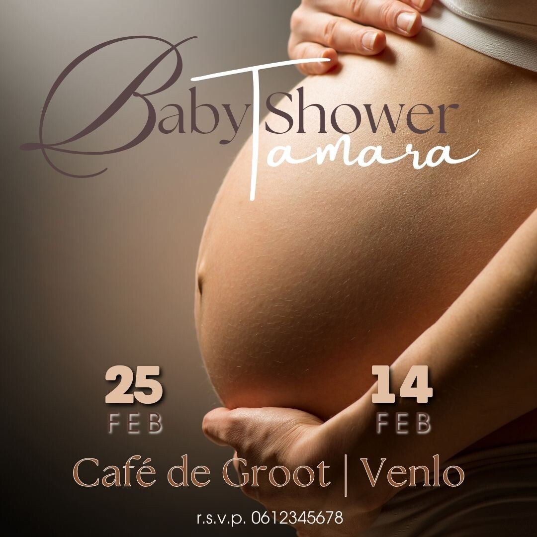Uitnodiging - Baby Shower Buik Bruintinten