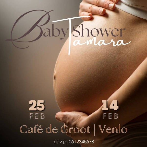 Uitnodiging - Baby Shower Buik Bruintinten