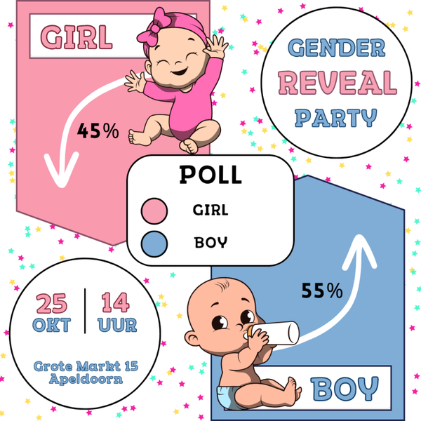 Uitnodiging - Gender Reveal Party Poll