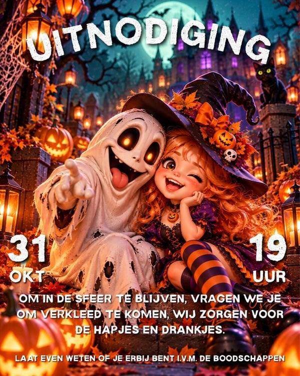 Halloween Uitnodiging Spook & Heks
