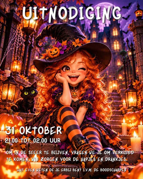 Halloween Uitnodiging Heks