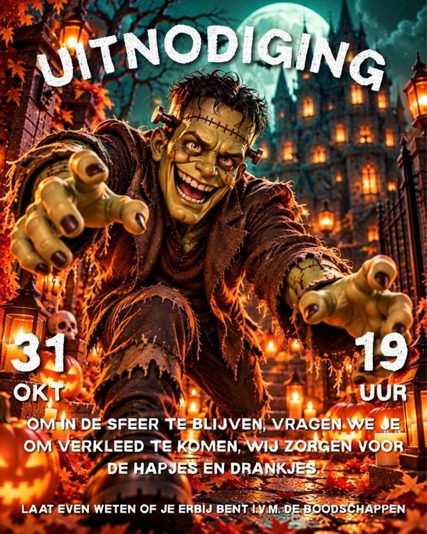 Halloween Uitnodiging Frankenstein