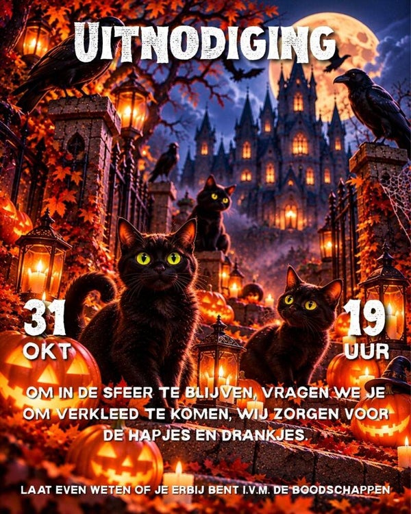 Halloween Uitnodiging Zwarte Katten