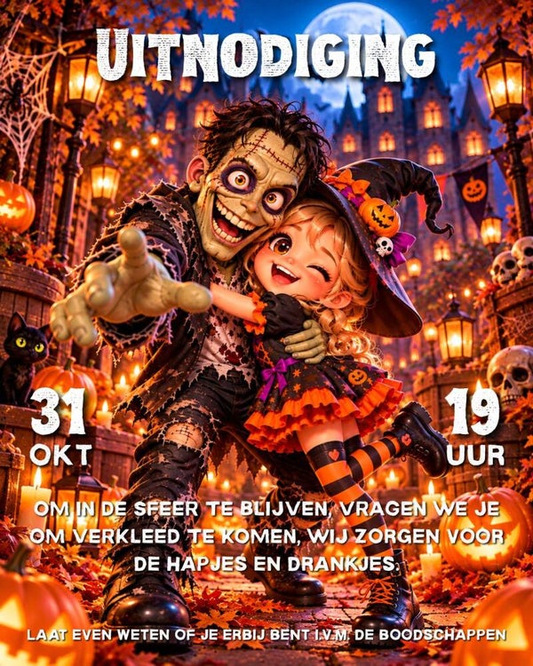 Halloween Uitnodiging Zombie & Heks