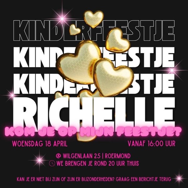 Uitnodiging - Kinderfeestje Glitter & Glamour