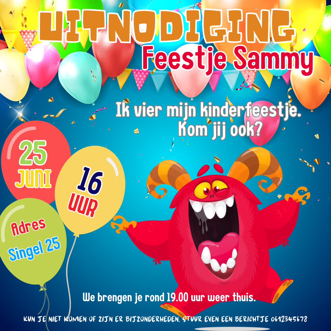 Uitnodiging - Kinderfeestje Party Animal