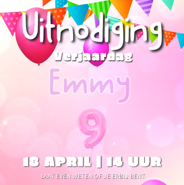 Animatie Uitnodiging - Roze Ballonnen