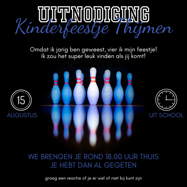 Uitnodiging - Kinderfeestje Bowlen