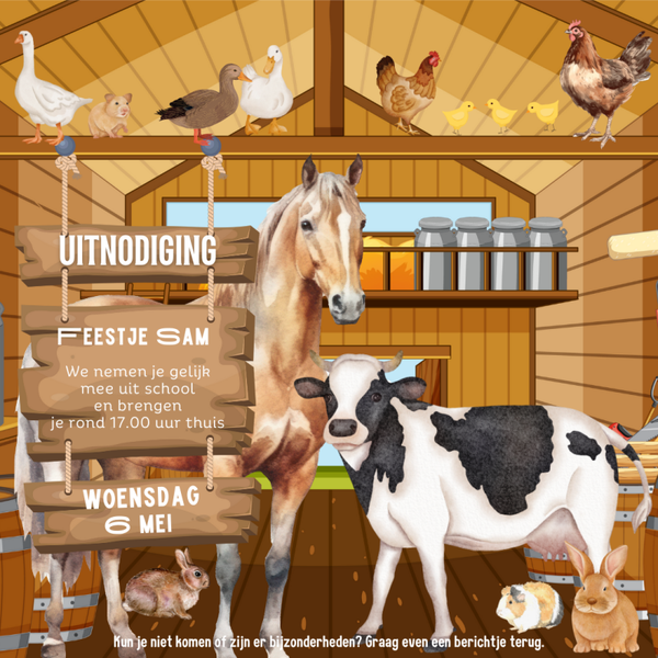Uitnodiging - Kinderfeestje Kinderboerderij