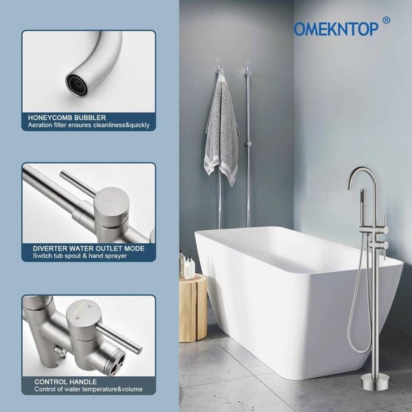 Freestanding Bathtub Faucet Floor Mount and Handheld Shower
