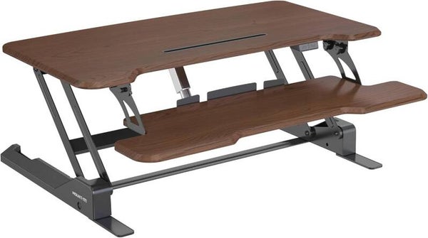 Electric Motorized Desk Riser 38" Tabletop Dark Walnut