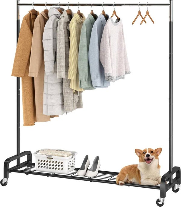 59" Rolling Clothes Rack with Wheels