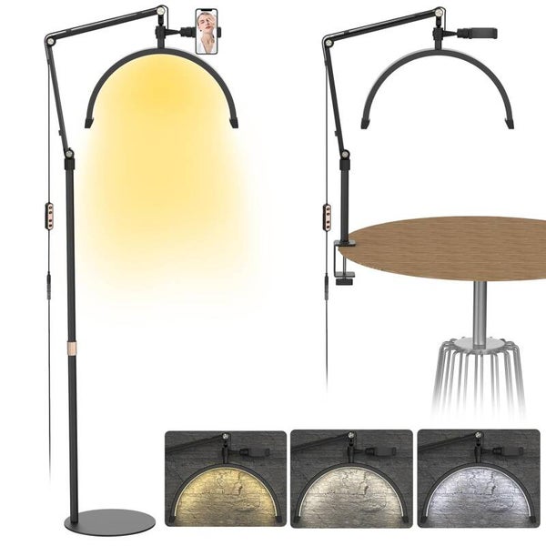 Half Moon Light Floor & Desk Lamp Phone Holder & Desk Clip