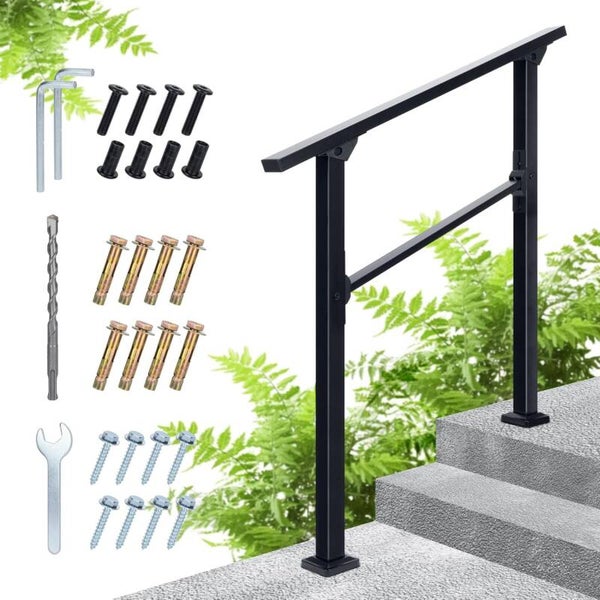 3-Step Wrought Iron Staircase Handrail