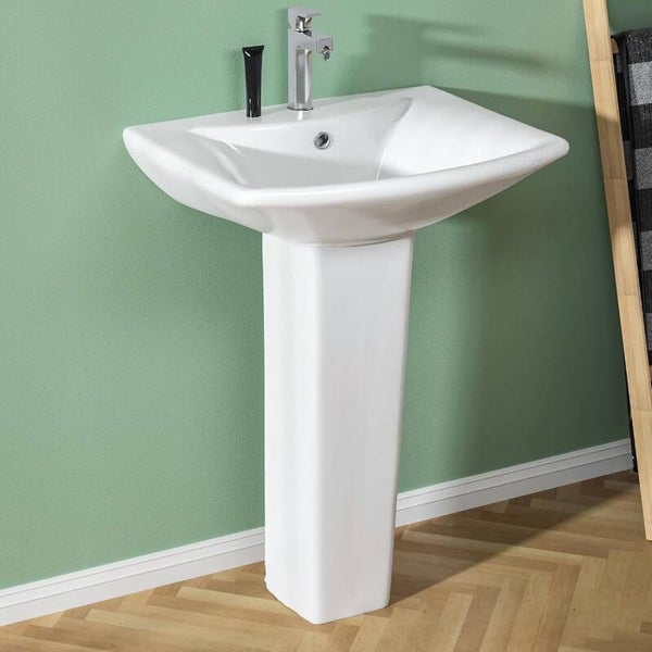 Pedestal Sink 24"D x 19"W x 33.5"H w Overflow Hole