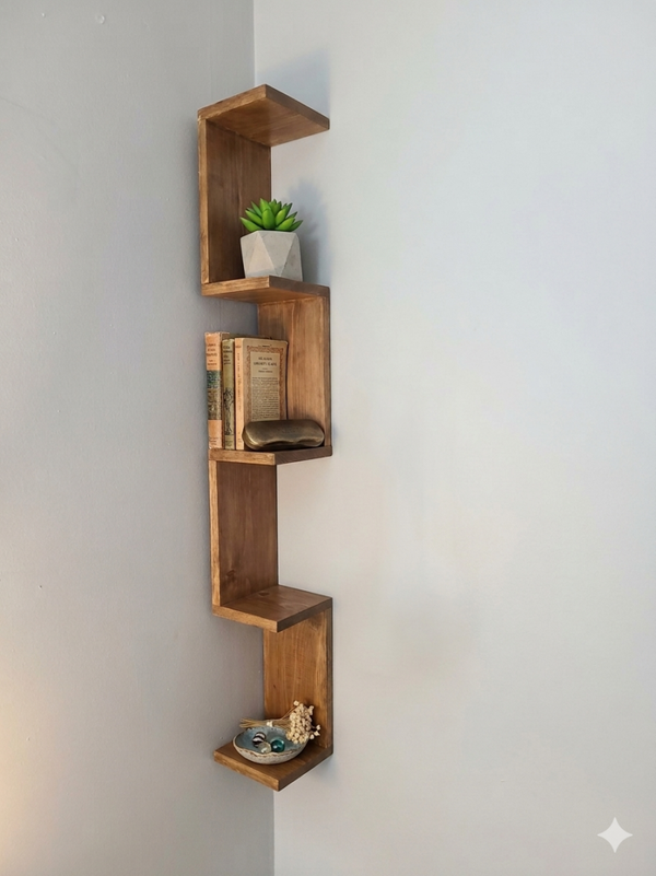 Rustic corner shelf
