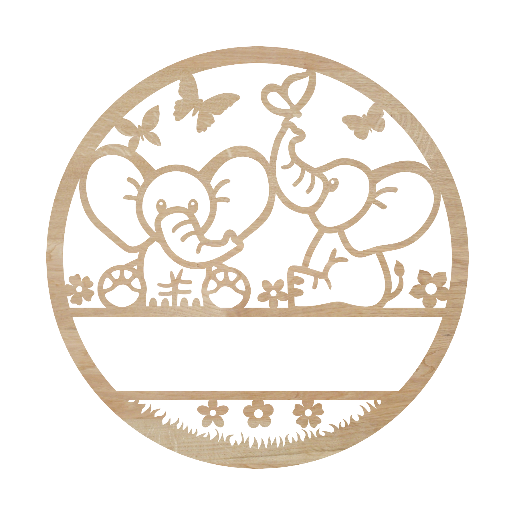 Naambord hout - Olifanten