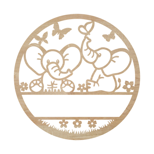 Naambord hout - Olifanten