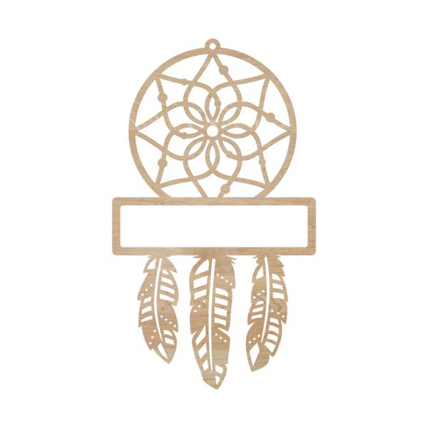 Naambord hout - Dromenvanger veren