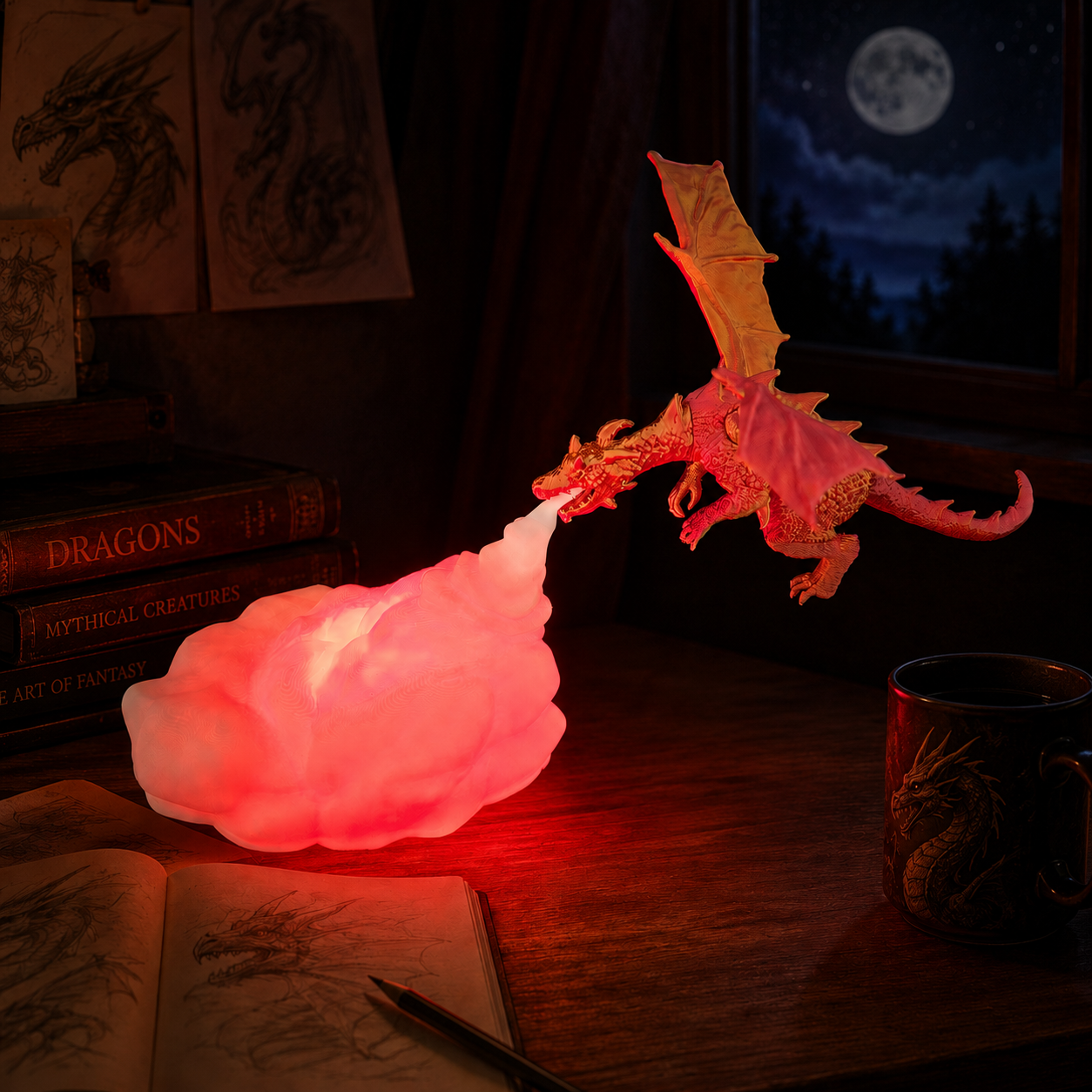 Dragon Breath Lamp (rood-goud)