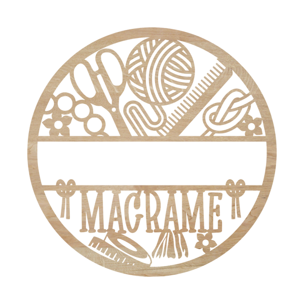 Naambord hout - Macrame