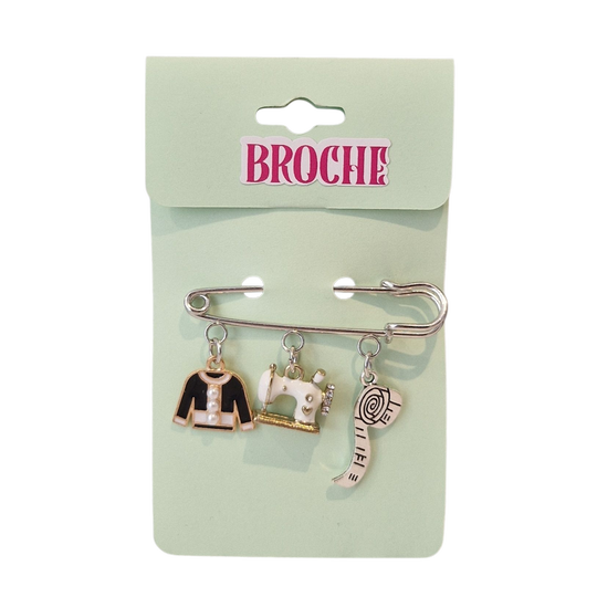 Broche naaien zwart/wit