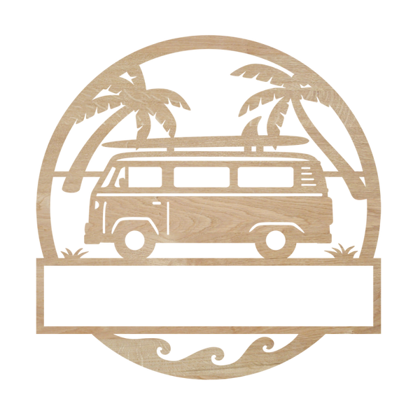 Naambord hout - VW Beach Van