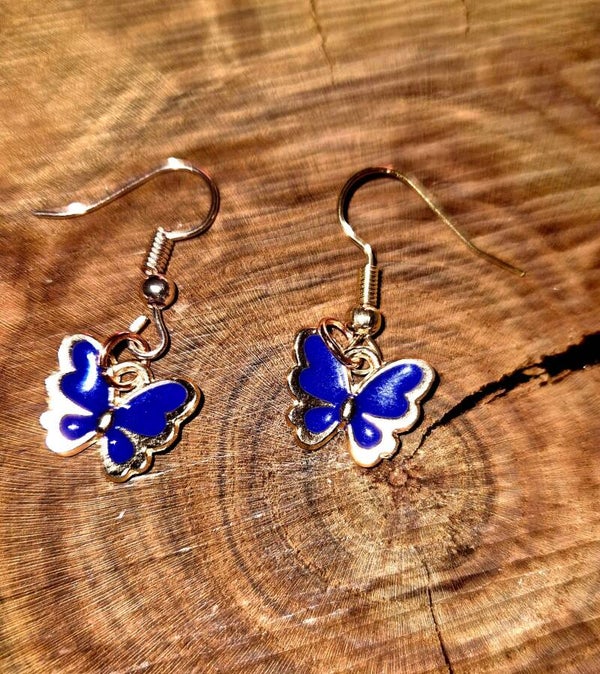 3021 Goldohrringe "Blue Butterfly"