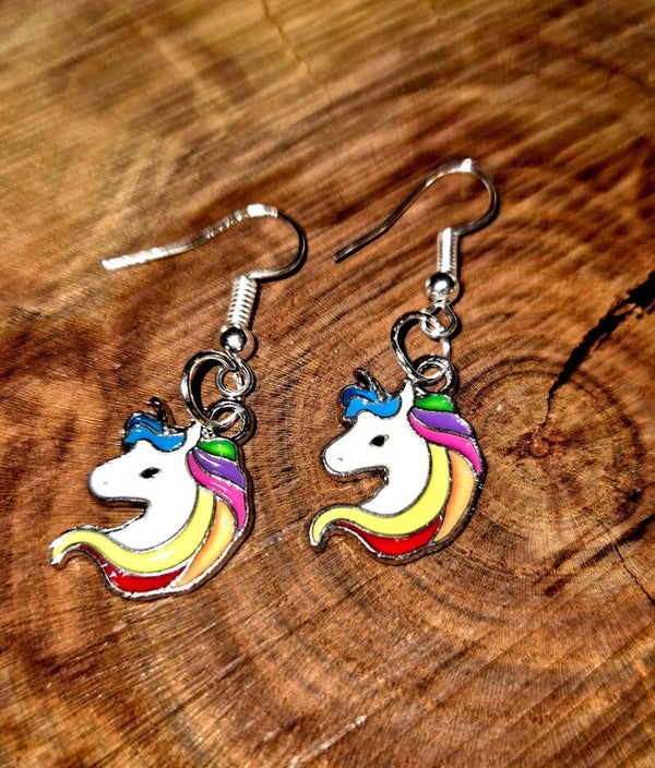 3004 Silberohrringe "Colorful Unicorn"