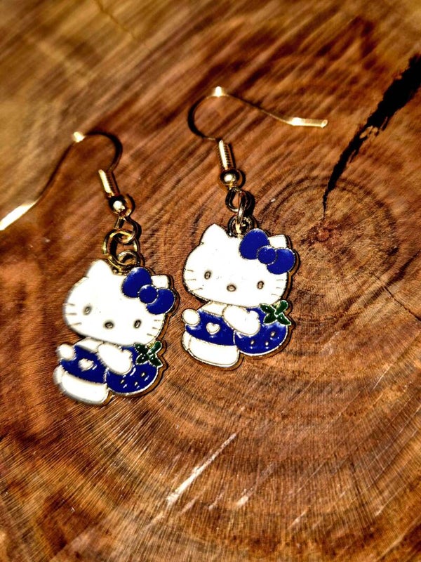 3031 Goldohrringe "Hello Kitty blue"