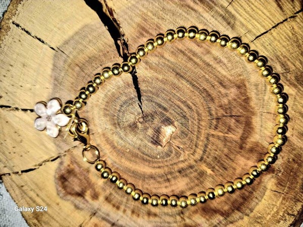 1003 Glasperlenarmband "Golden Flower"