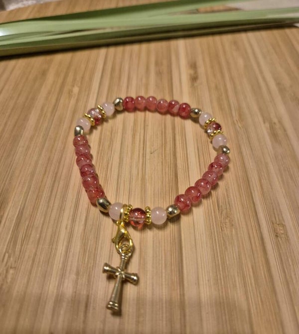 10019 Perlenarmband "Red Velvet"
